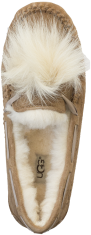 UGG-Dakota-chestnut brun POMPOM-fårskinn-moccasin-dam-TOFFELSHOPPEN.SE
