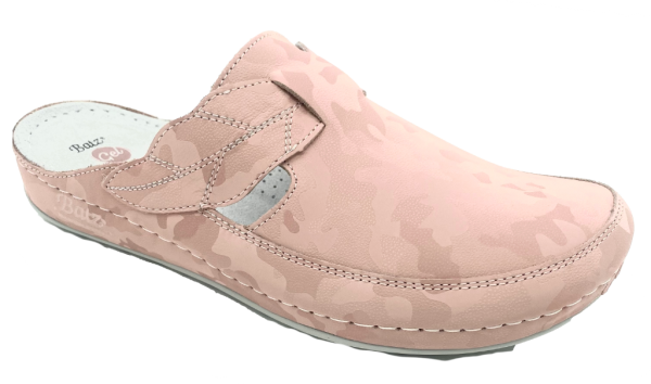 Batz skinn clogs rosa-tofflor med memory innersula-Toffelshoppen.se