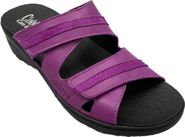 Damsandaler med urtaggar innersula i skinn Cinnamon cerise rosa pink-TOFFELSHOPPEN.SE