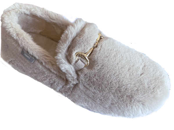 Copenhagen Melania-söta fluffiga tofflor-beige-Toffelshoppen.se