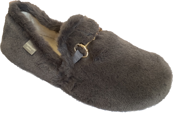 Copenhagen Melania-söta fluffiga tofflor-antracit-Toffelshoppen.se