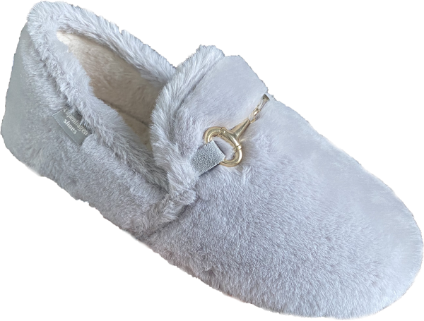 Copenhagen Melania-söta fluffiga tofflor-grå-Toffelshoppen.se