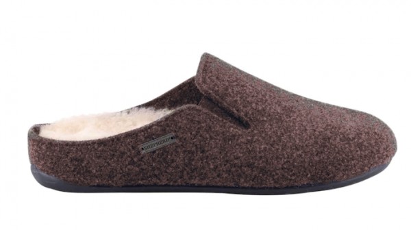 Shepherd-herrtofflor i ull med fårskinnssula-brun -TOFFELSHOPPEN.SE