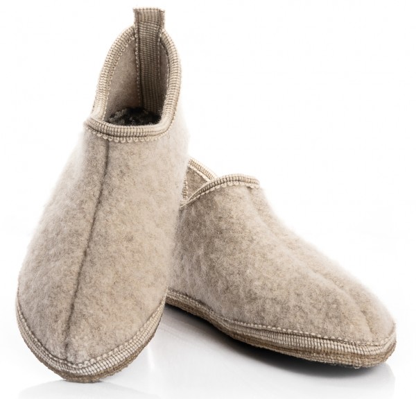 Ulle Cottage höga ulltofflor beige melange-Toffelshoppen.se